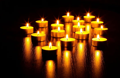 Tea Lights Candles - 100 Bulk Candles Pack - Natural Palm Oil Tea Light - European Quality White Unscented Tealight Candles - 4 Hour Burn Time