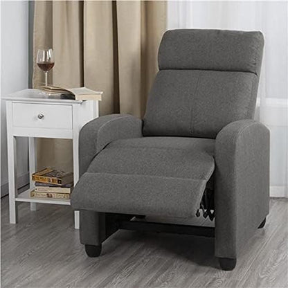 Fabric Recliner Chair Set of 2, Upholstered Reclining Sofa Chair with Pocket Springs for Living Room, Home Theater Seating with Thicker Seat Cushion, Gray