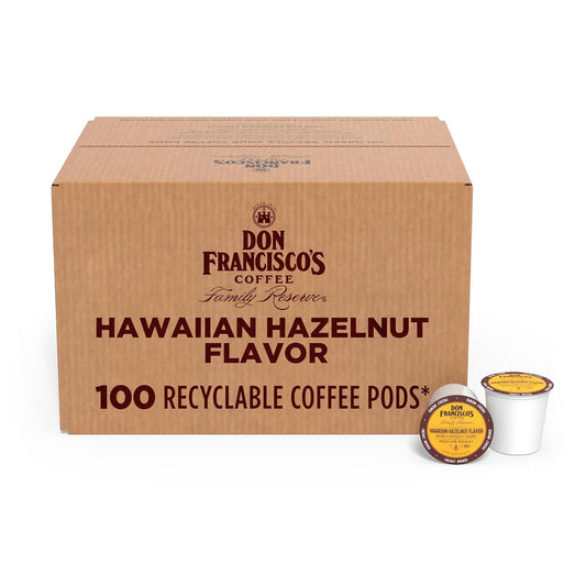 Hawaiian Hazelnut Flavored Coffee Pods, 100 Count, Medium Roast, Compatible with Keurig Brewers