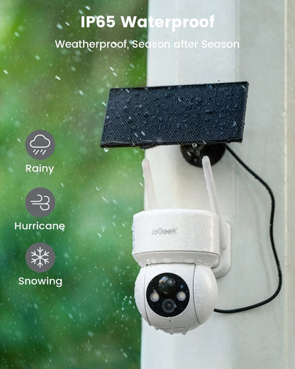 Security Cameras Wireless Outdoor, Wifi, 2K 360 View PTZ, Solar Powered Home Surveillance Camera, Color Night Vision, Motion Sensor